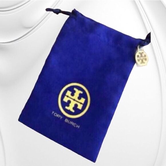 TORY BURCH MOTHER OF PEARL STUD EARRINGS IN ANTIQUE GOLD - Picture 3 of 3